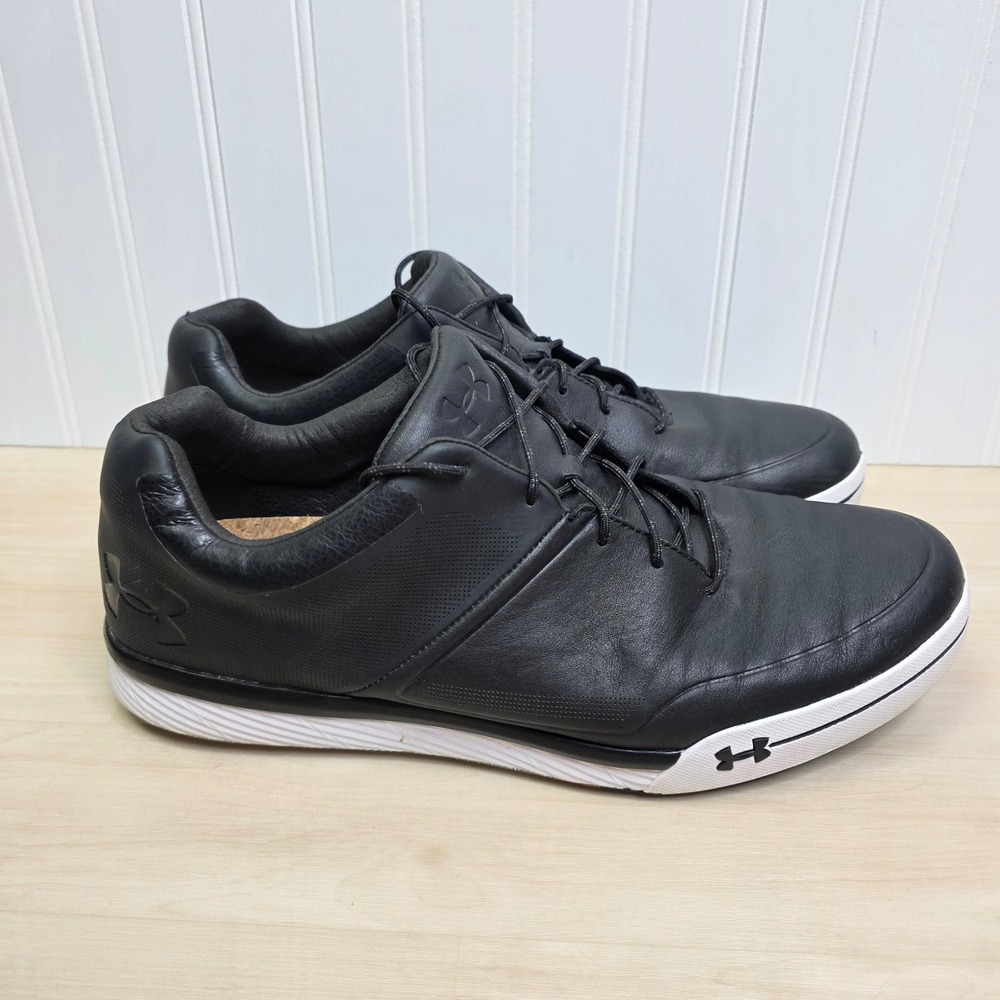 Under Armour Golf Performance Spikeless Black Leather Shoes 3000219-001 Mens 13